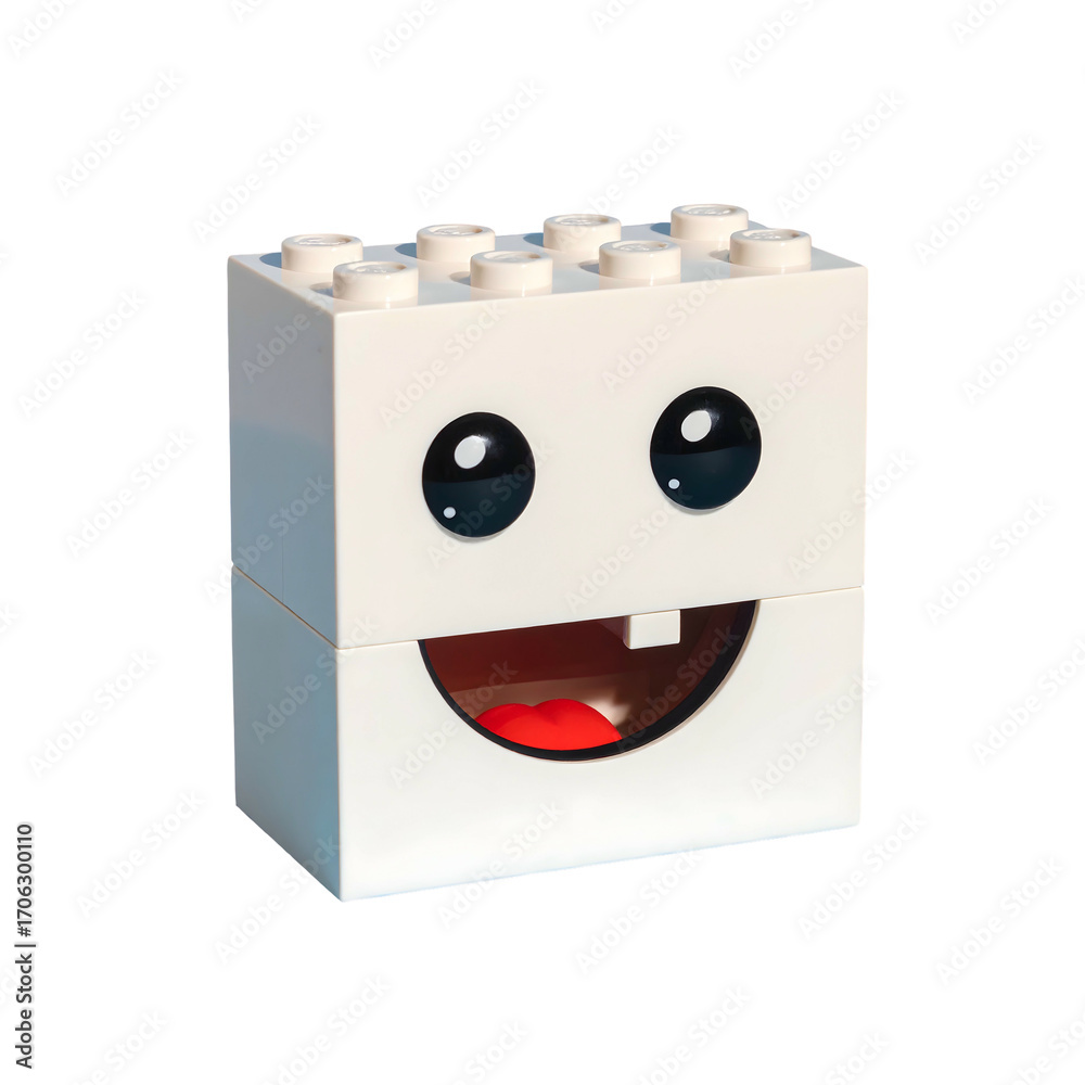 Naklejka premium White lego brick face