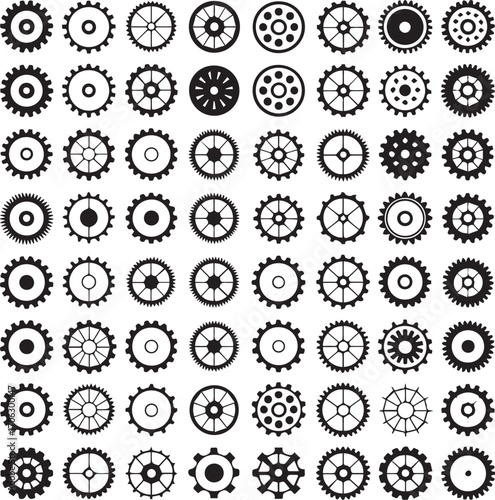 grid of gear icons vector illustration set ai eps jpeg png mechanical engineering icon pack technical design set