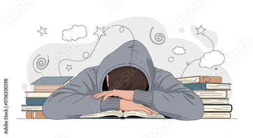 Student Exhaustion: Overwhelmed by Studying, Sleeplessness, and Academic Weariness