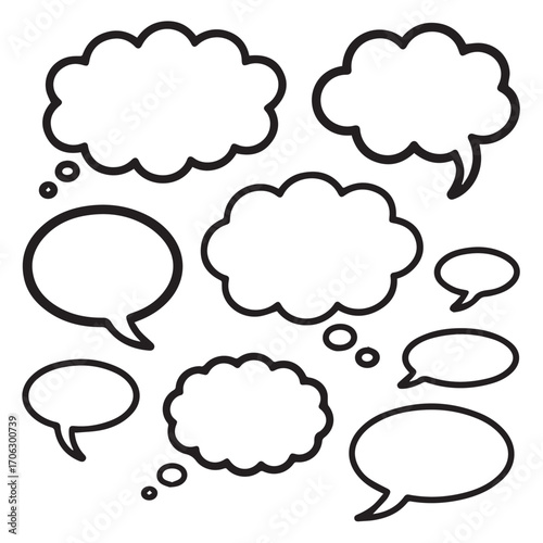 minimalist speech thought bubble vector icons for message communication chat storyboard illustration graphic elements