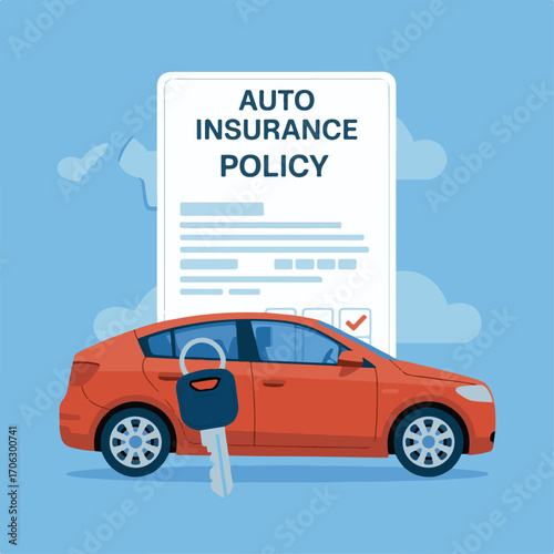 Auto Insurance Policy with Car and Keys