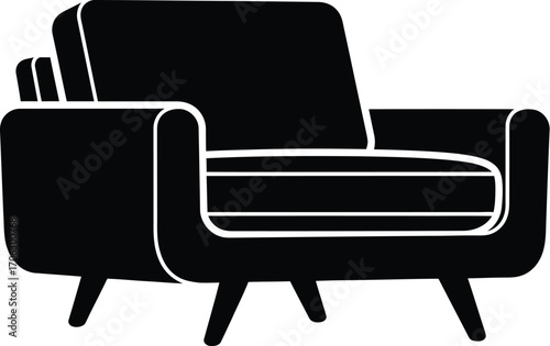 Single upholstery armchair, accent chair editable vector illustration icon