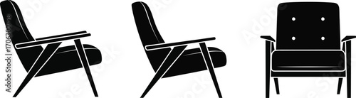 Upholstery armchair, accent chair editable vector illustration icons
