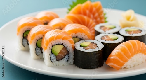 Delicious Sushi Platter with Variety of Rolls.