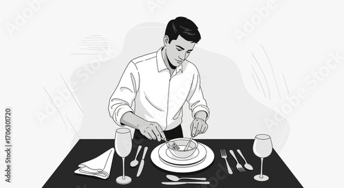 Stylish Individual Serving Food With Elegant Table Setting For Sophisticated Dining