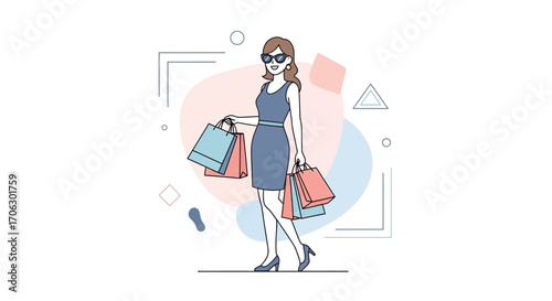Stylish Shopper Holding Bags After Purchasing Items in Fashionable Outfit