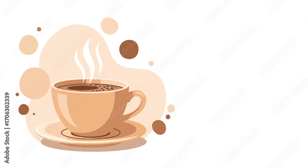 Obraz premium Warm Coffee Cup Illustration: Modern Design with Steaming Beverage and Minimalist Aesthetic
