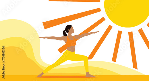 Sunlit Yoga Displaying Strength And Tranquility Under The Beautiful Morning Sunlight