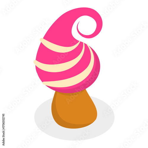 3D Isometric Flat Vector Set of Fantasy Sweet Land Elements, Candy Plants. Item 10