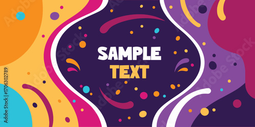 Abstract Colorful Swirls with Scattered Dots and Sample Text