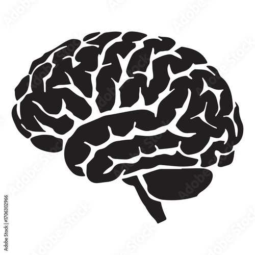 Human Brain Silhouette Vector Icon for Science, Psychology, Neurology, and Education Design