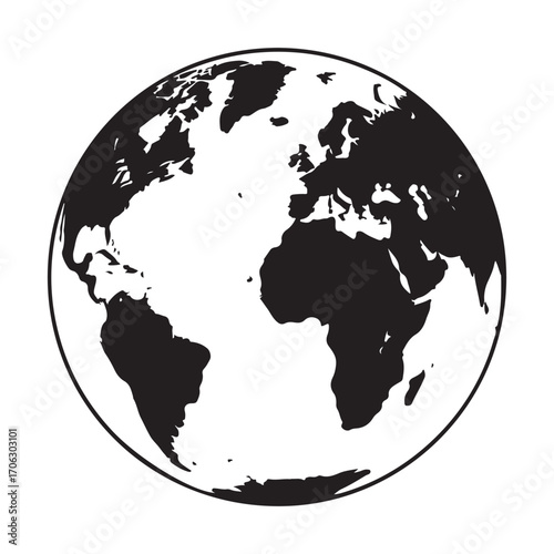 Simple World Map Silhouette Vector Icon for Geography, Travel, and Global Design Concepts