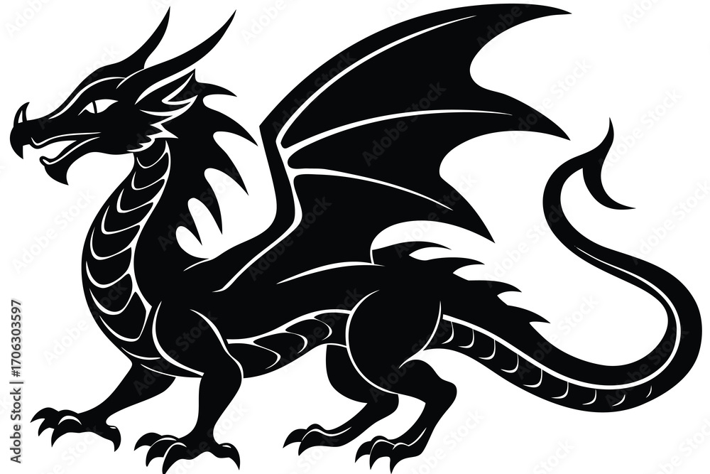 Naklejka premium golden dragon vector art