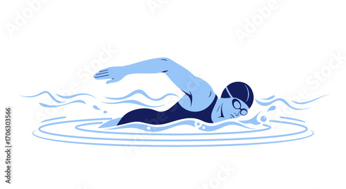 Swimming Silhouette In The Water Depicts A Person Engaged In Competitive Aquatic Activity