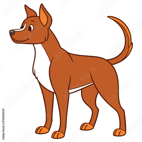 Vector art of cartoon brown dog standing