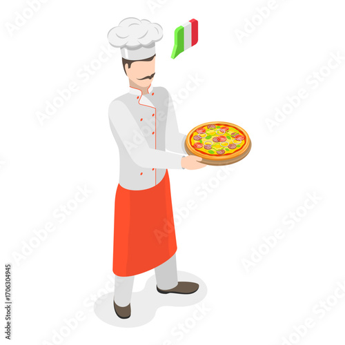 3D Isometric Flat Vector Set of Male And Female Chefs, Showcasing Unique Culinary Heritage From Around The World. Item 5