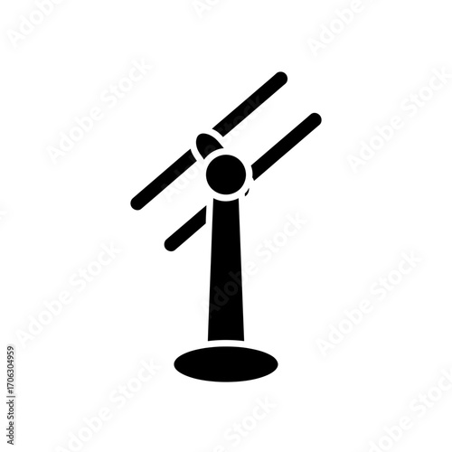 Black silhouette of an antenna on a stand.