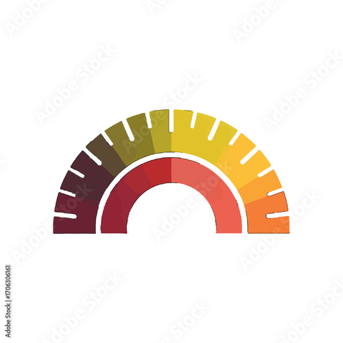 Colorful semi-circle graphic illustrating a diverse spectrum of hues in a smooth gradient pattern, perfect for design, data visualization, or creative projects requiring a modern visual element