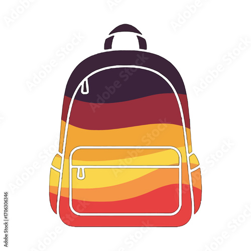 Stylish Backpack Design Sunset Waves Pattern