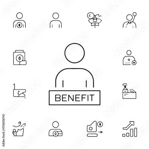 Employee Benefits and Medical Icons Set