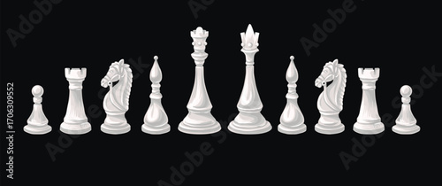 Chess Pieces Vector Pattern Featuring Classic Black and White King Queen Rook Knights