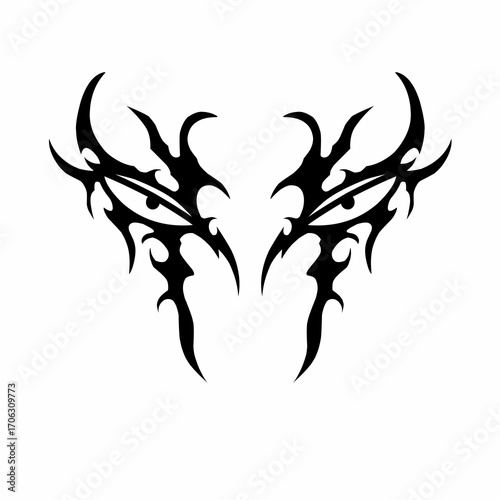 Neo tribal eye vector with sharp abstract lines, perfect for tattoos, dark art, logos, and gothic fantasy designs