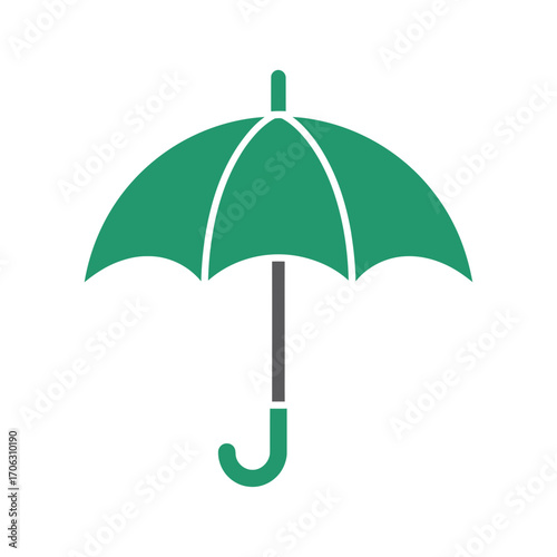 Green umbrella icon on a white background.