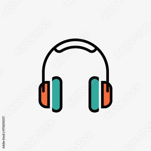 Simple illustration of headphones on a light background.