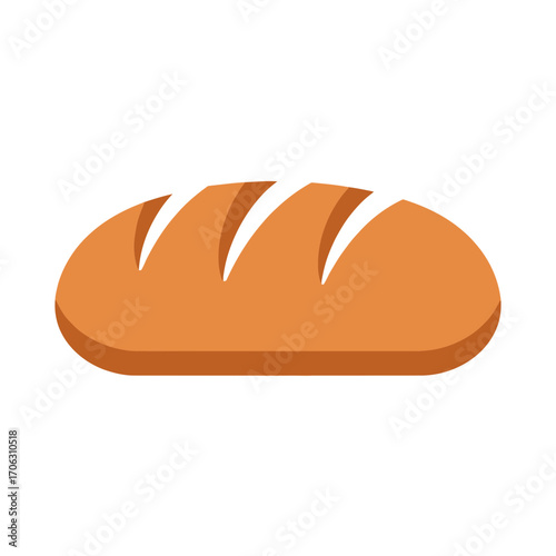 A loaf of bread with scoring marks on a white background.