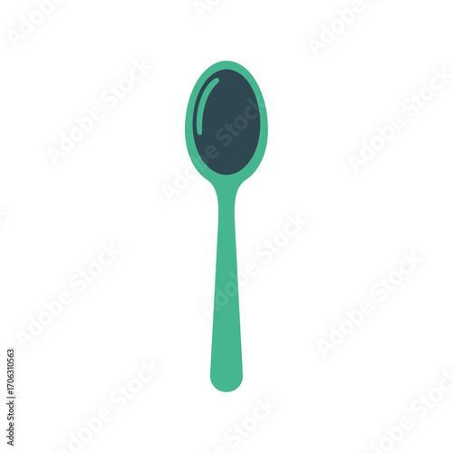 A single teal spoon with a dark teal bowl on a white background.