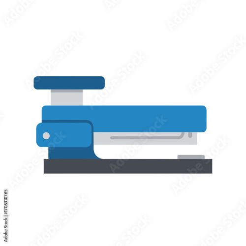 Blue stapler on a white background.