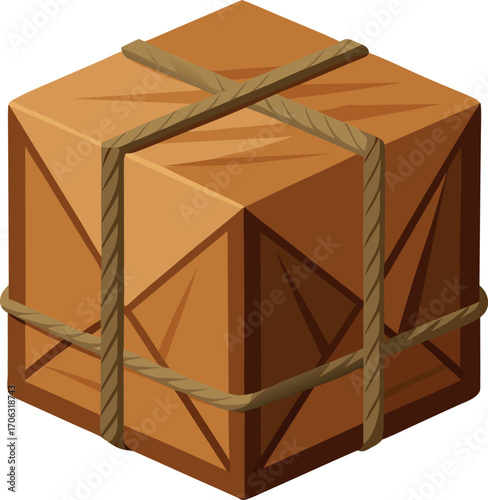 Secured Wooden Shipping Crate with Rope Packaging for Safe Transport