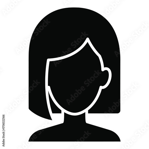 Simple silhouette of a woman's head and shoulders icon for profiles and avatars silhouette