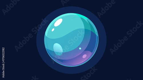 glass sphere on blue background