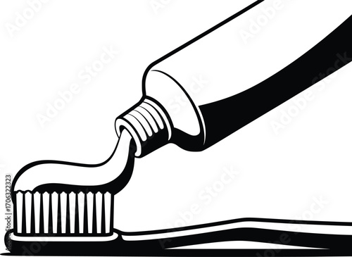 Toothbrush and Toothpaste Tube Vector Illustration.