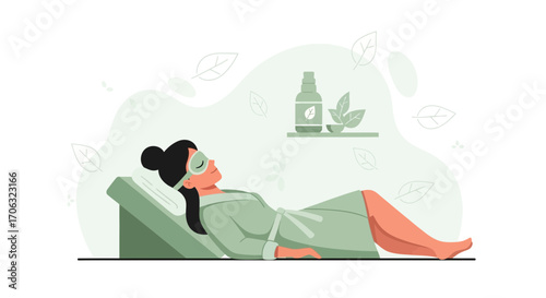 Woman Enjoying Spa Day, Relaxation Treatment, and Self-Care with Aromatherapy
