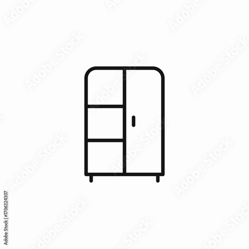 multi-door tall cabinet icon sign vector