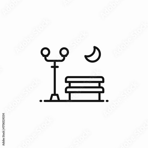 night park scene icon sign vector