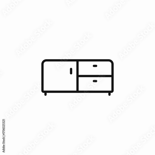 short storage cabinet icon sign vector