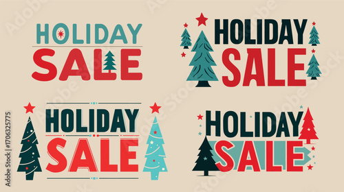 set of Vintage banners holiday sale