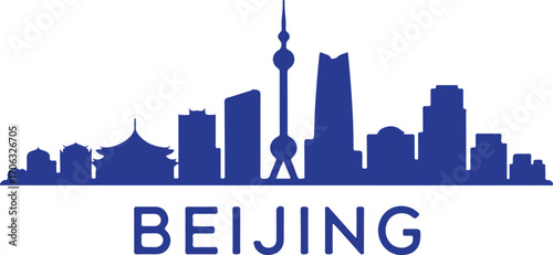 Beijing skyline silhouette black color vector design on white background minimal city illustration
