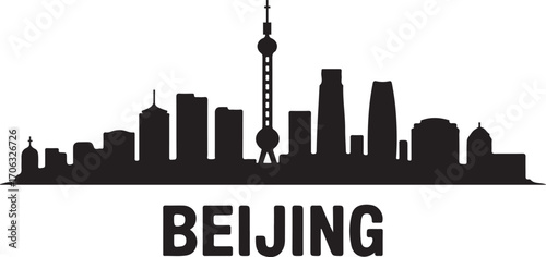 Beijing skyline silhouette black color vector design on white background minimal city illustration