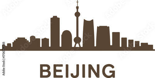 Beijing skyline silhouette black color vector design on white background minimal city illustration