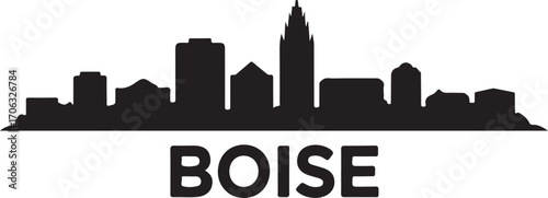 Boise skyline silhouette black color vector design on white background minimal city illustration