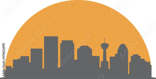 Calgary skyline silhouette black color vector design on white background minimal city illustration