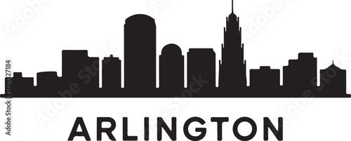 Arlington skyline silhouette black color vector design on white background minimal city illustration