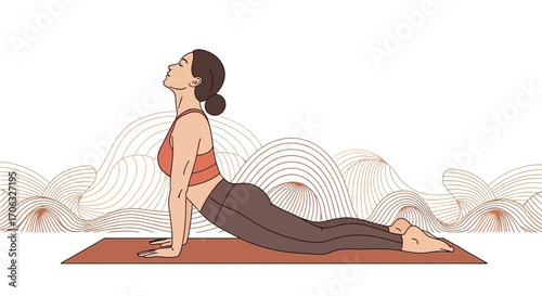 Woman Practicing Yoga With A Calm Expression And Relaxed Body On A Beautiful Exercise Mat