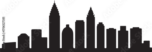 Atlanta city skyline horizontal banner black color vector design on white background minimal illustration