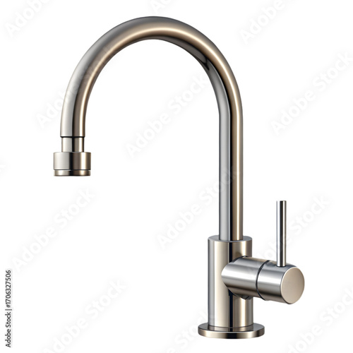 Sleek Modern Kitchen Faucet Brushed Nickel Finish on transparent background