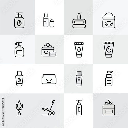 Skincare and Cosmetics Line Icons